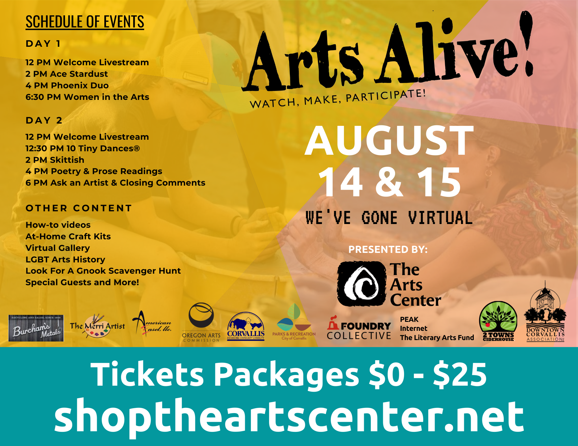 Orange Brochure with Info about Arts Alive 2020