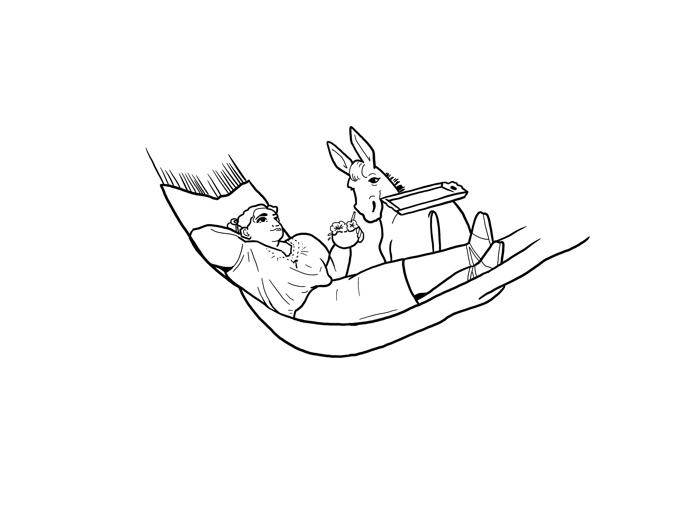Digital Drawing of Louisa on a hammock with a drink from Encanto